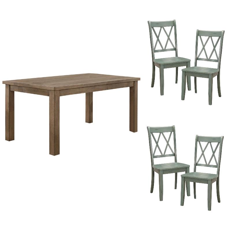 Home Square 5-Piece Set with Dining Table and 4 Dining Chairs in Teal