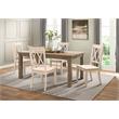 Home Square 5-Piece Set with Dining Table and 4 Dining Chairs in White