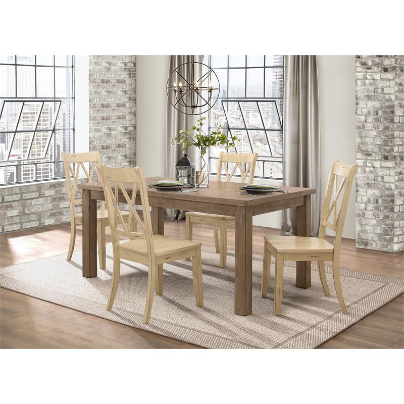 Home Square 5-Piece Set with Dining Table and 4 Dining Chairs in White