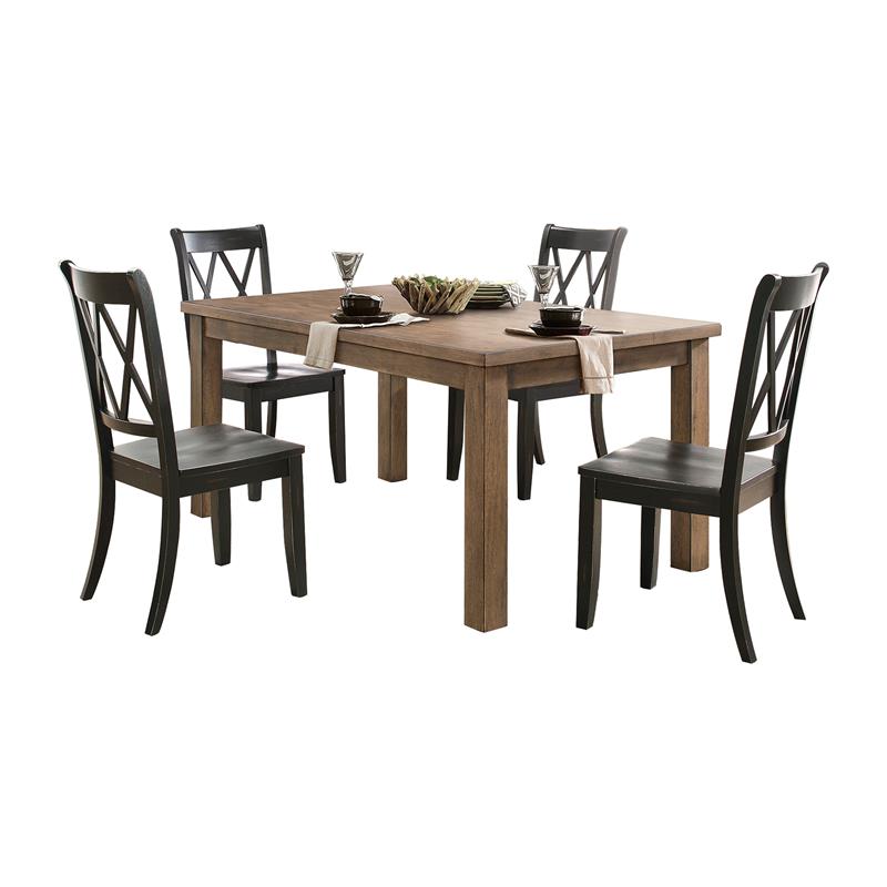 Home Square 7-Piece Set with Dining Table and 6 Dining Chairs in Brown