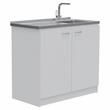 Home Square 2-Piece Set with Utility Sink with Cabinet and Kitchen Service Cart