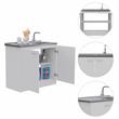 Home Square 2-Piece Set with Utility Sink with Cabinet and Kitchen Service Cart