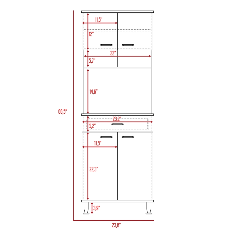 Home Square 2-Piece Set with 60 Wood Pantry and Kitchen Island in Black
