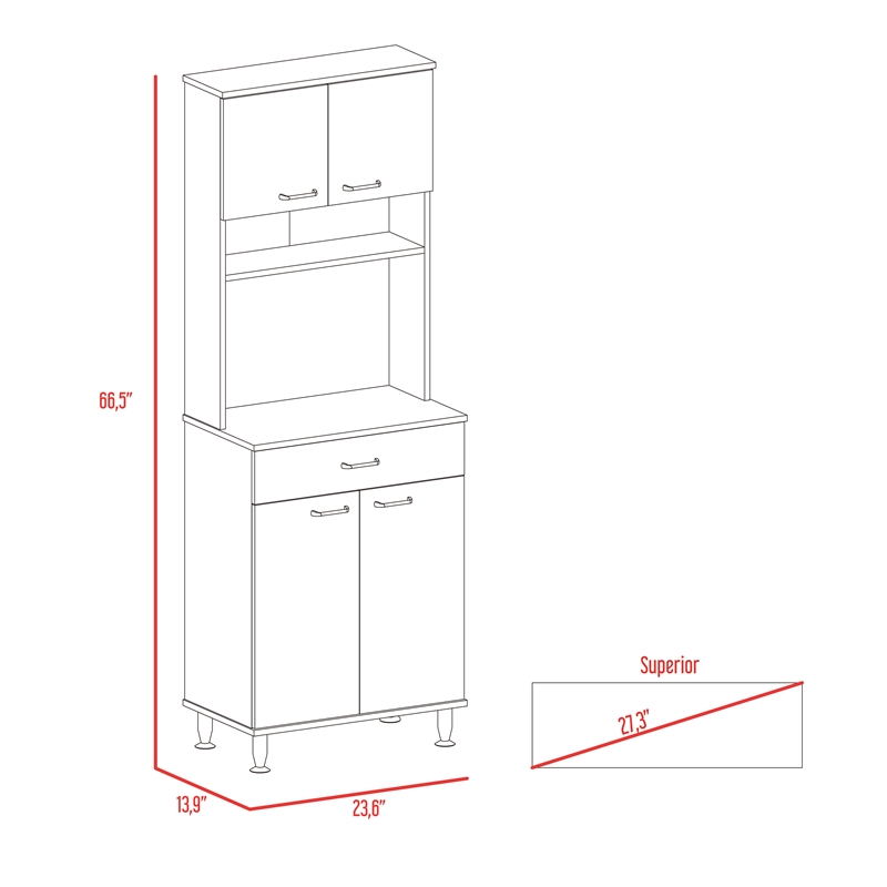 Home Square 2-Piece Set with 60 Wood Pantry and Kitchen Island in Black