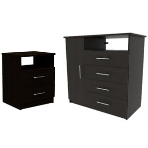Home Square 2-Piece Set with 2 Drawer Night Stand & 4 Drawer Dresser