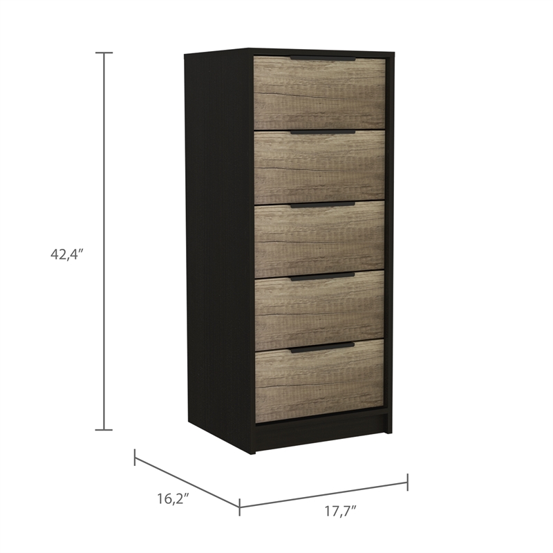 Home Square 2-Piece Set with Nightstand and 5 Drawer Dresser