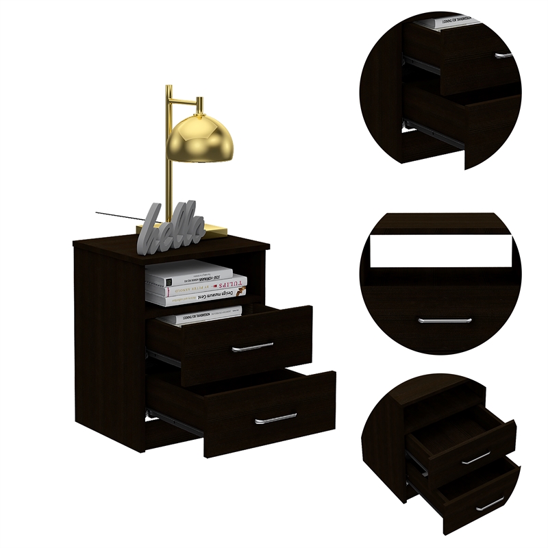 Home Square 2-Piece Set with 2 Drawer Night Stand & 5 Drawer Dresser