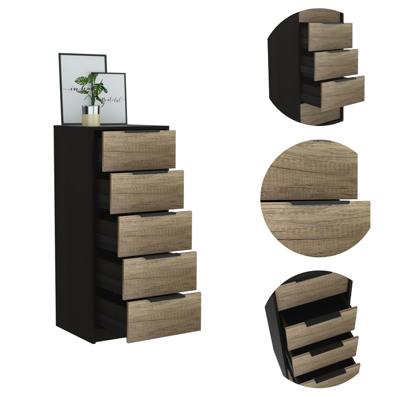 Home Square 2-Piece Set with Night Stand and 5 Drawer Dresser