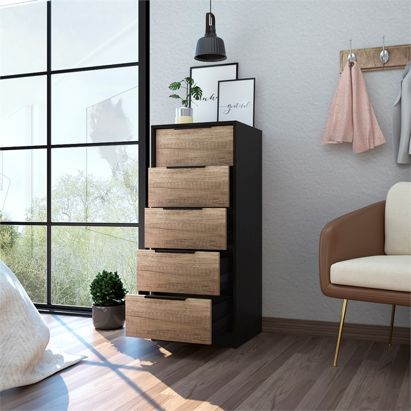 Home Square 2-Piece Set with Night Stand and 5 Drawer Dresser