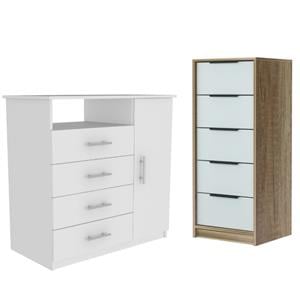 Home Square 2-Piece Set with Four Drawer Dresser and 5 Drawer Dresser