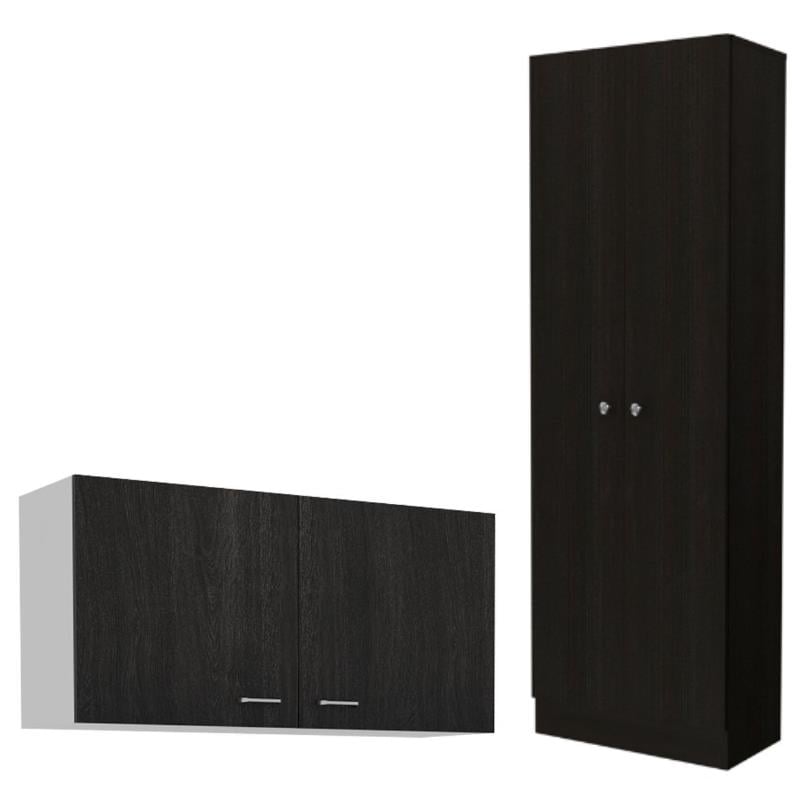 Home Square 2-Piece Set with Two-Door Pantry Cabinet & Wall Cabinet