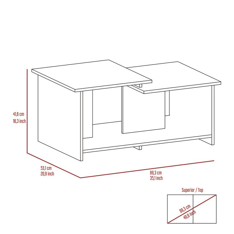 Home Square 2-Piece Set with Coffee Table and Bar Cart Cabinet