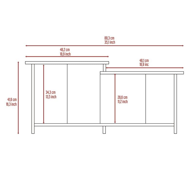 Home Square 2-Piece Set with Coffee Table and Bar Cart Cabinet