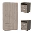 Home Square 3-Piece Set with Three Door Armoire and 2 Nightstands