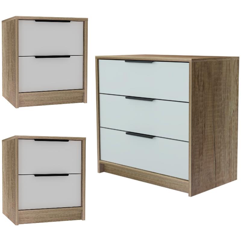 Home Square 3-Piece Set with 2 Nightstands and 3 Drawer Dresser