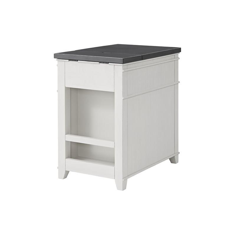 Home Square 3 Piece Set with Coffee Table and 2 Chairside Table in White & Grey