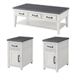 Home Square 3 Piece Set with Coffee Table and 2 Chairside Table in White & Grey