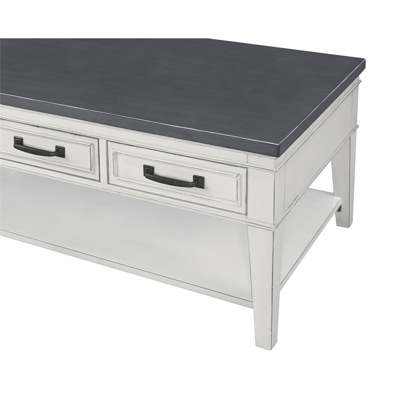 Home Square 3 Piece Set with Coffee Table and 2 Chairside Table in White & Grey