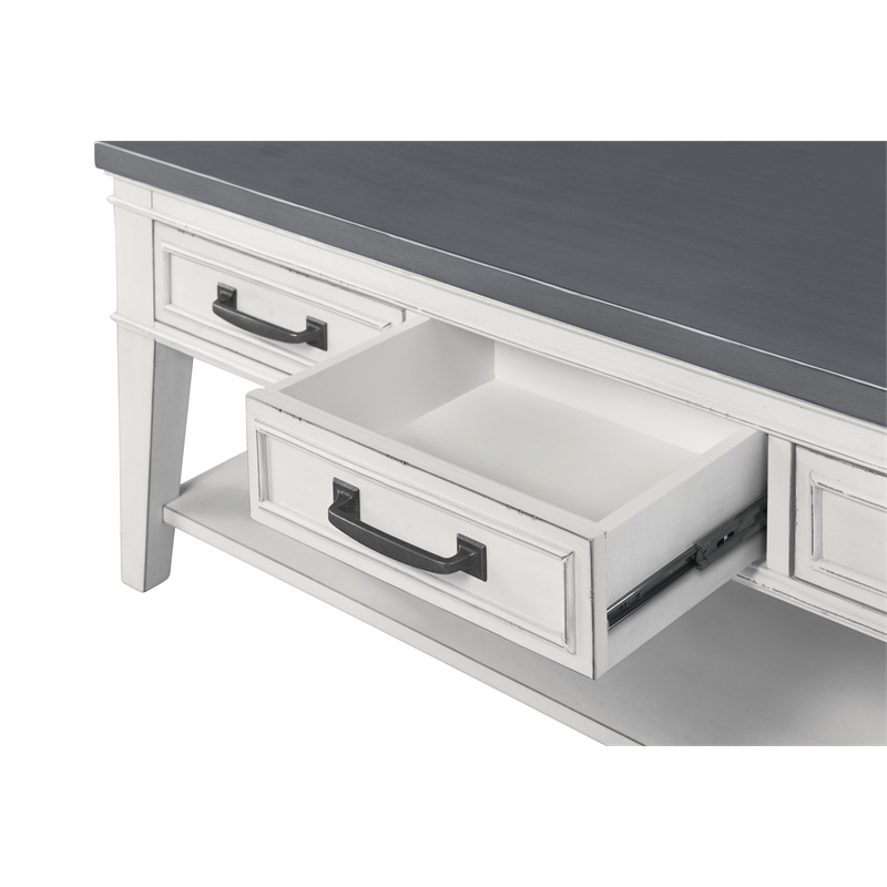 Home Square 3 Piece Set with Coffee Table and 2 Chairside Table in White & Grey