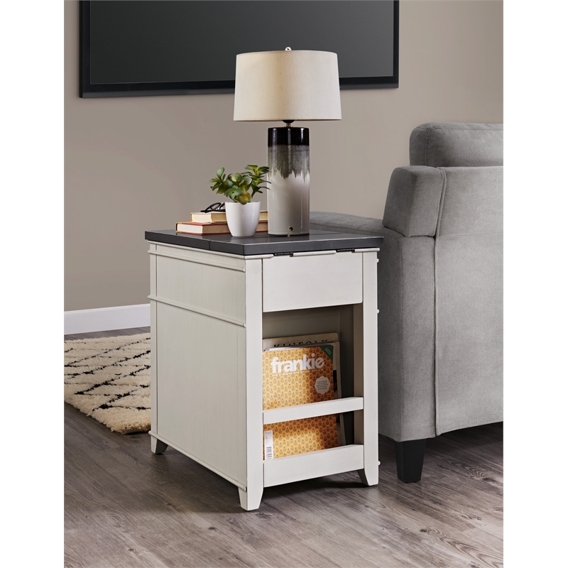 Home Square 3 Piece Set with Coffee Table and End Table and Side Table in White
