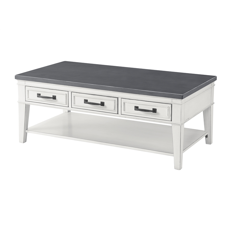 Home Square 3 Piece Set with Coffee Table and End Table and Side Table in White