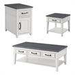 Home Square 3 Piece Set with Coffee Table and End Table and Side Table in White