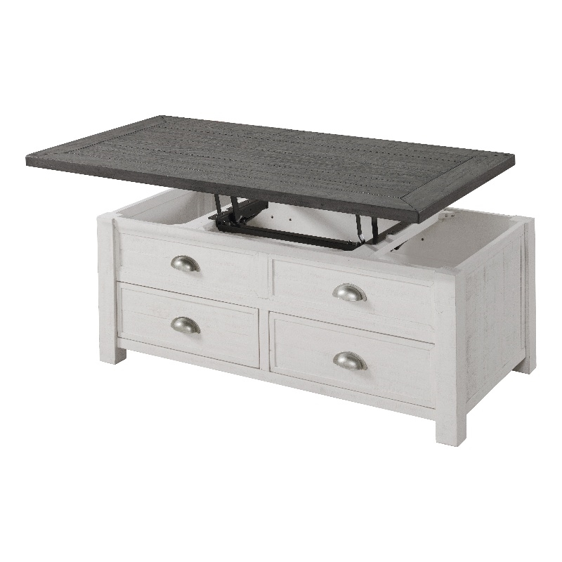 Home Square 3 Piece Set with Lift Top Coffee Table & 2 Chairside Table in White