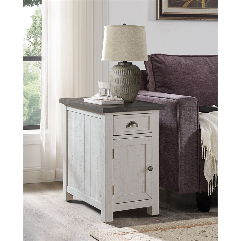 Home Square 3 Piece Set with Lift Top Coffee Table & 2 Chairside Table in White
