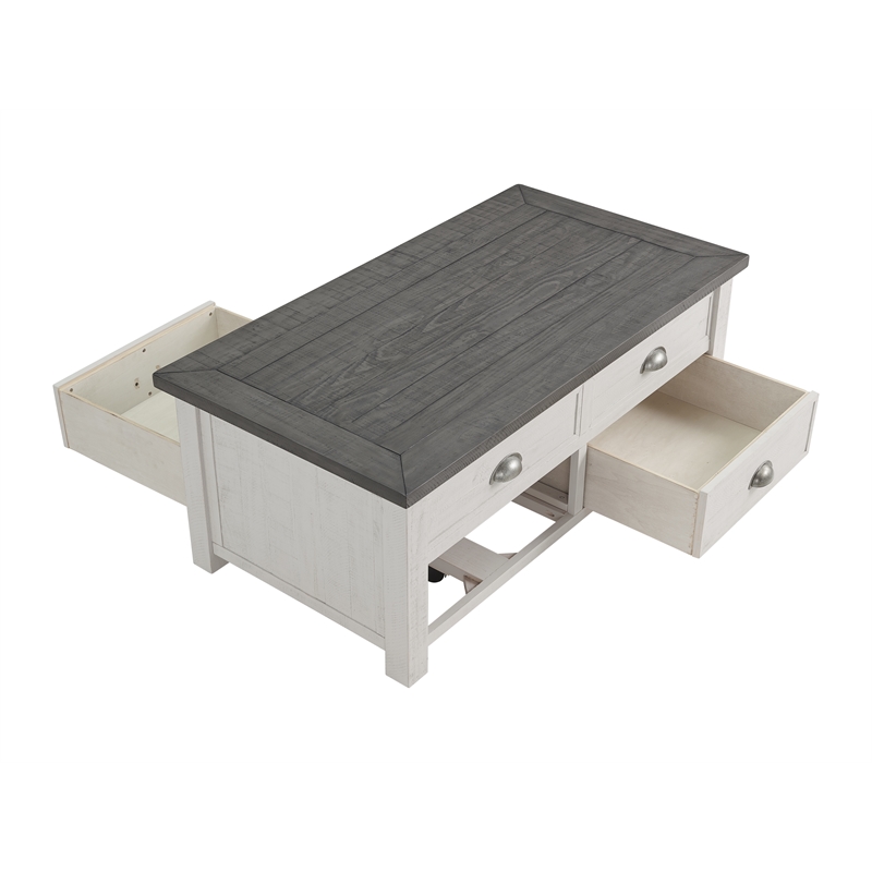 Home Square 3 Piece Set with Lift Top Coffee Table & 2 Chairside Table in White