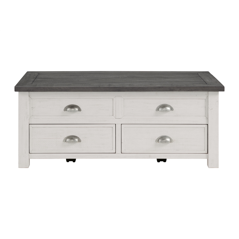 Home Square 3 Piece Set with Lift Top Coffee Table and 2 End Table in White