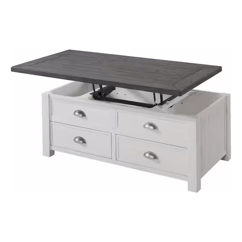Home Square 3 Piece Set with Lift Top Coffee Table and 2 End Table in White