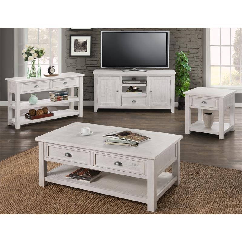 Home Square 3 Piece Set with Lift Top Coffee Table and 2 End Table in White