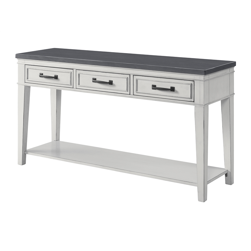 Home Square 2 Piece Set with Sofa Console Table and End Table in White and Gray