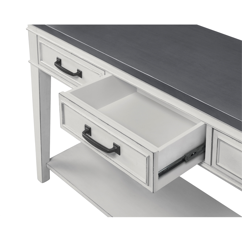 Home Square 2 Piece Set with Sofa Console Table and End Table in White and Gray