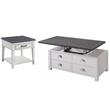 Home Square 2 Piece Set with Lift Top Coffee Table & End Table in White and Gray