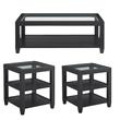 Home Square 3 Piece Set with Coffee Table and 2 End Tables in Black