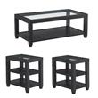 Home Square 3 Piece Set with Coffee Table and 2 Chairside Table in Black