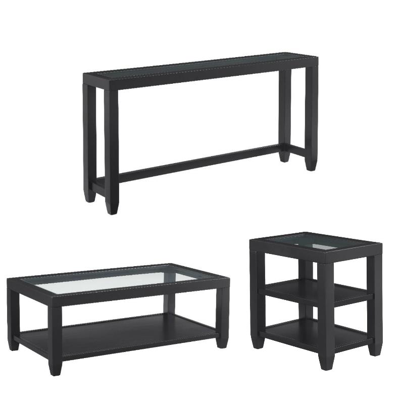 Home Square 3 Piece Set with Sofa Console Table & Coffee Table & Chairside Table