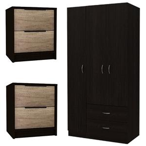 Home Square 3-Piece Set with 2 Night Stands and 3 Door Armoire