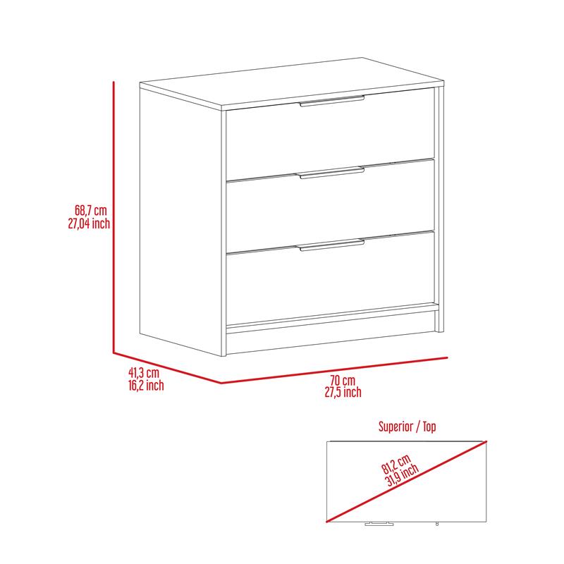 Home Square 2-Piece Set with Wood Nightstand and 3 Drawer Dresser