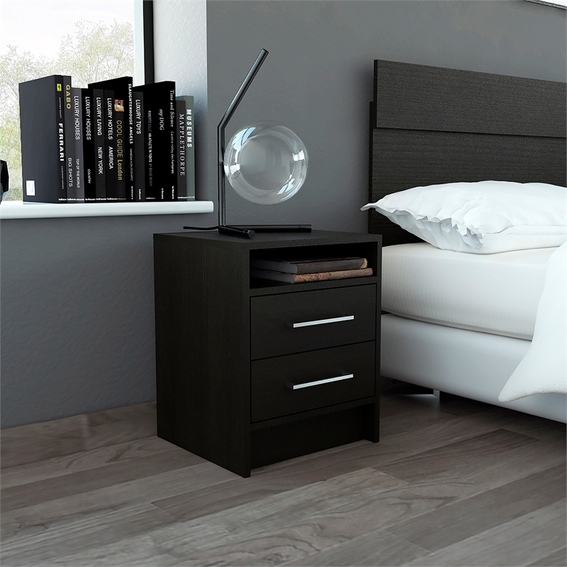 Home Square 2-Piece Set with Wood Nightstand and 3 Drawer Dresser