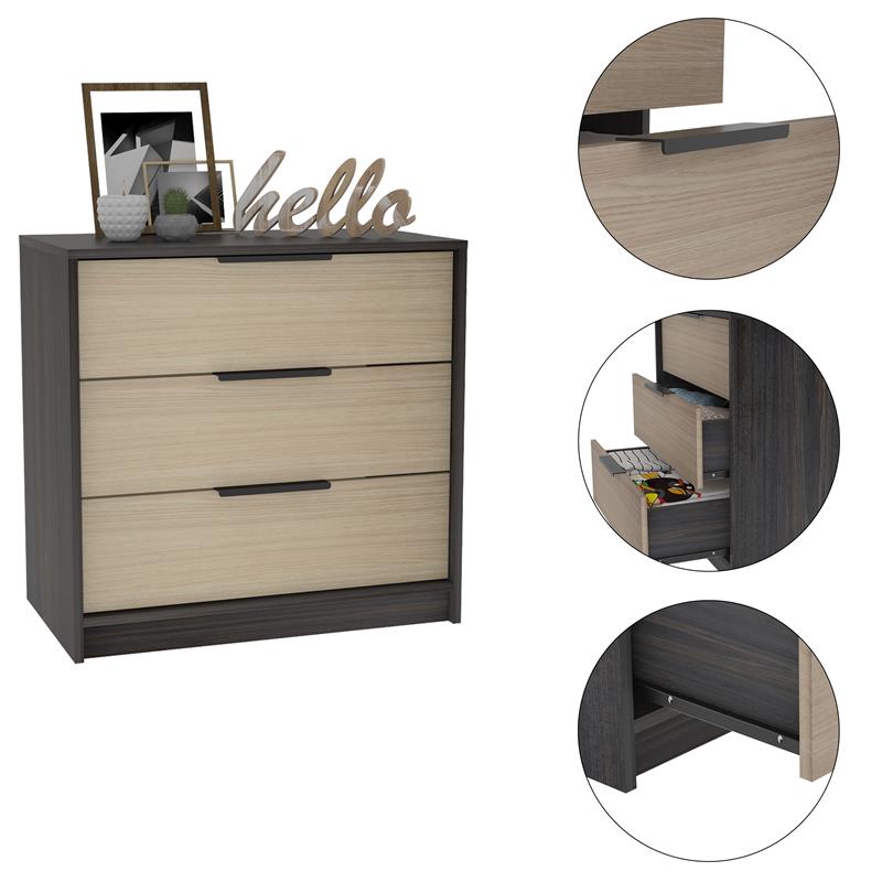 Home Square 2-Piece Set with Wood Nightstand and 3 Drawer Dresser