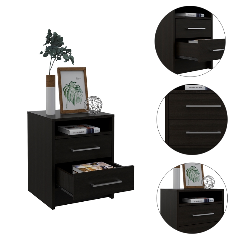 Home Square 2-Piece Set with Wood Nightstand and 3 Drawer Dresser