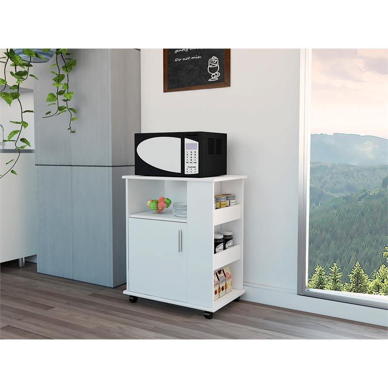 Home Square 2-Piece Set with Kitchen Island and Kitchen Cart in White