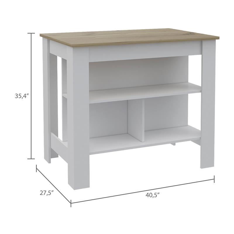 Home Square 2-Piece Set with Kitchen Island and Kitchen Cart in White