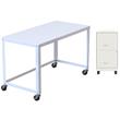 Home Square 2-Piece Set with Mobile Desk & 2 Drawer Smart Vertical File Cabinet