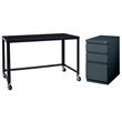 Home Square 2-Piece Set with Mobile Desk and Pedestal File 3-Drawer Box