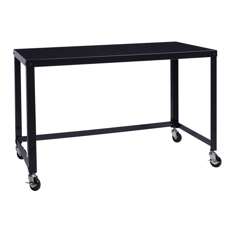 Home Square 3-Piece Set with Mobile Desk & File Cabinet & 5-Shelf Bookcase Black