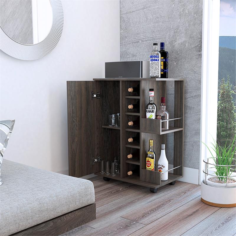 Home Square 2-Piece Set with Bar Cart Cabinet and Lift Top Coffee Table