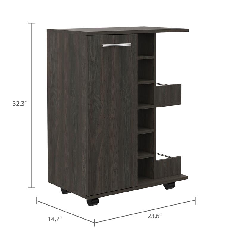 Home Square 2-Piece Set with Bar Cart Cabinet and Lift Top Coffee Table